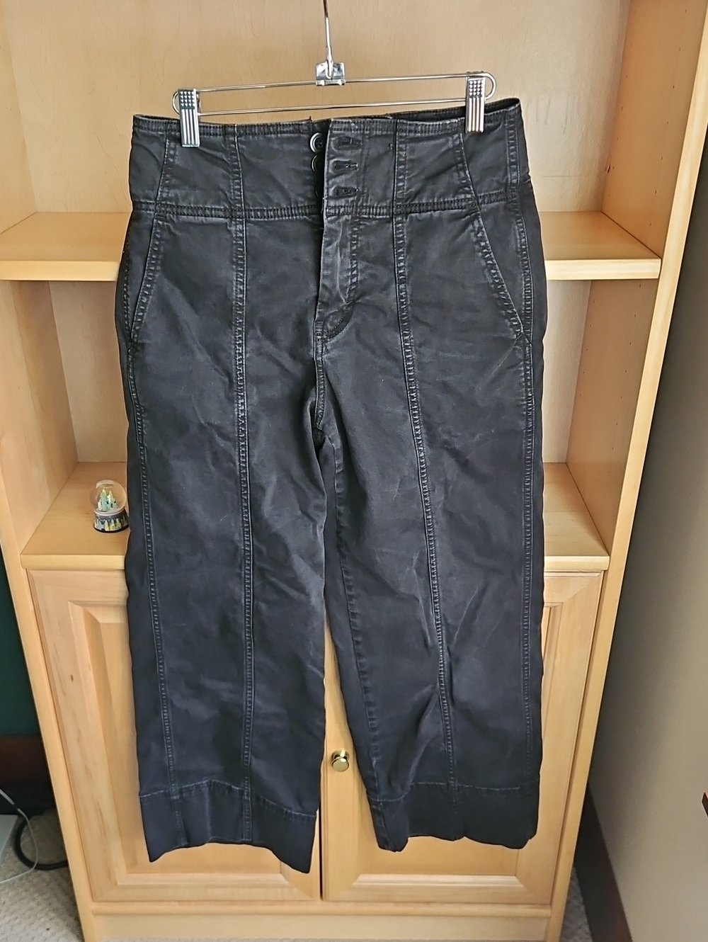 Pilcro Anthropologie Black High-Rise Wide-Leg Petite Pants